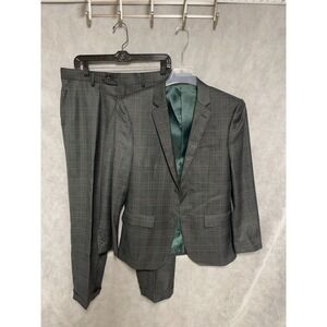 Alain Dupetit Suit Men's 36S Green Glen Plaid 2B Flannel Slim Pants 33X27 Luxury